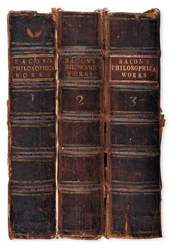 SCIENCE  BACON, FRANCIS, Sir. The Philosophical Works.  3 vols.  1733